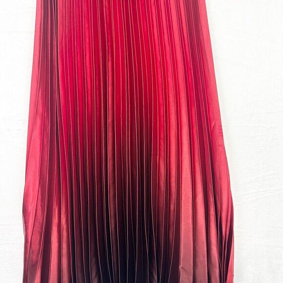 Betsy Adam Vintage Halter Ombre Maxi Gown Size 6 Satin Pleated Maroon Whimsigoth - Picture 5 of 12